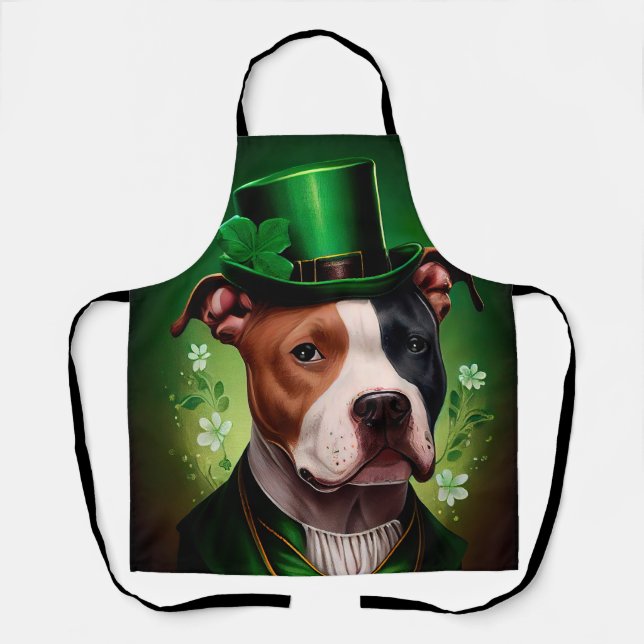 Tablier Chien du Staffordshire américain à la St. Patrick' (Recto)