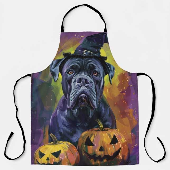 Tablier Chien éffrayant Bullmastiff Halloween sorcière et  (Recto)