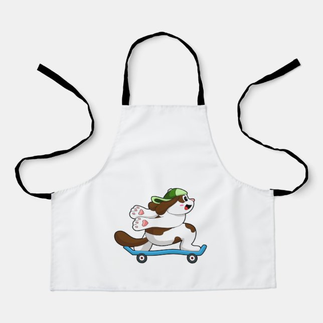 Tablier Chien en Skate avec Skateboard (Recto)