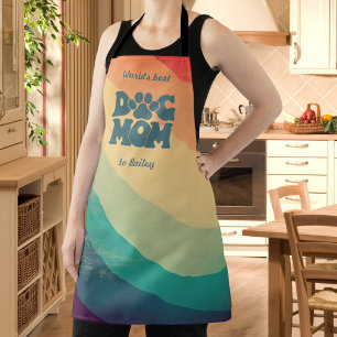 Tablier Chien Maman Retro Rainbow Personnalisé