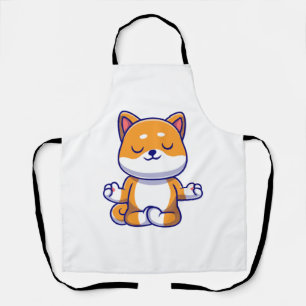 Tablier Chien mignon shiba inu faisant du yoga méditation 