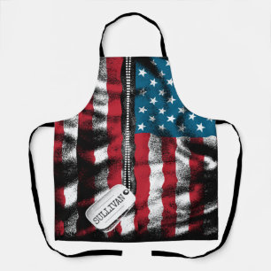Tablier Chien militaire personnalisé Tags USA Drapeau 