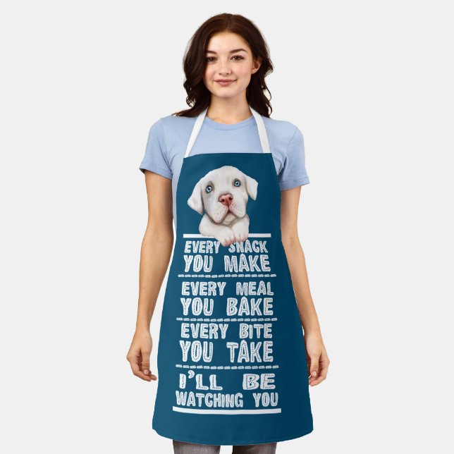 Tablier Chien Pitbull Blanc Chaque Snack Que Vous Faites (Porté)