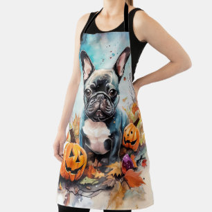 Tablier Chien-taureau français d'Halloween avec la peur Ci