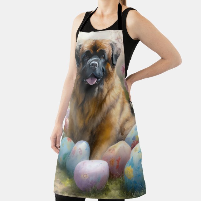 Tablier Chien tibétain mastiff avec oeufs de Pâques vacanc (Insitu)