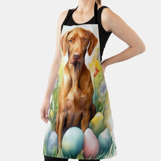 Tablier Chien Vizsla avec oeufs de Pâques vacances (Insitu)