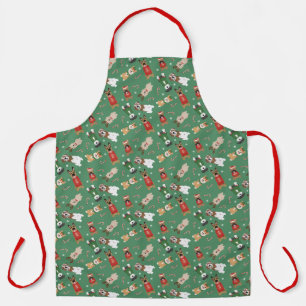 Tablier Chiens de Noël Motif Rouge Vert