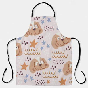 Tablier Chiens mignons, étoiles, lignes : vintage sans sou
