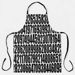 Tablier Chiffres réels de maths noir et blanc