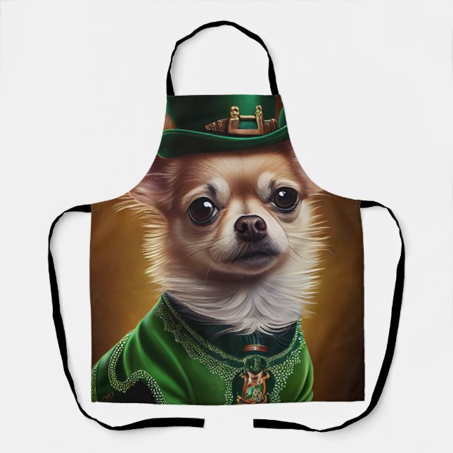 Tablier Chihuahua Chien en robe de la Saint Patrick (Recto)
