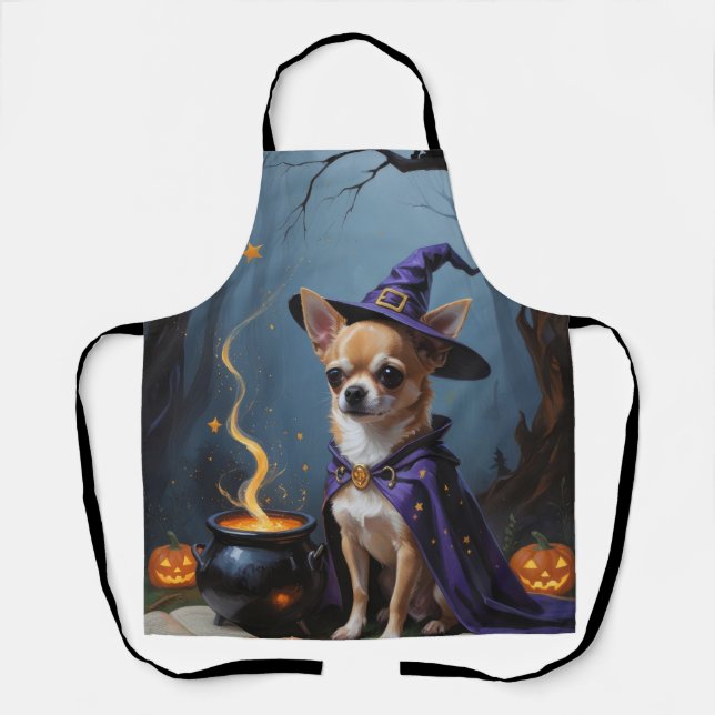 Tablier Chihuahua Chien Whimsical Halloween Peinture (Recto)