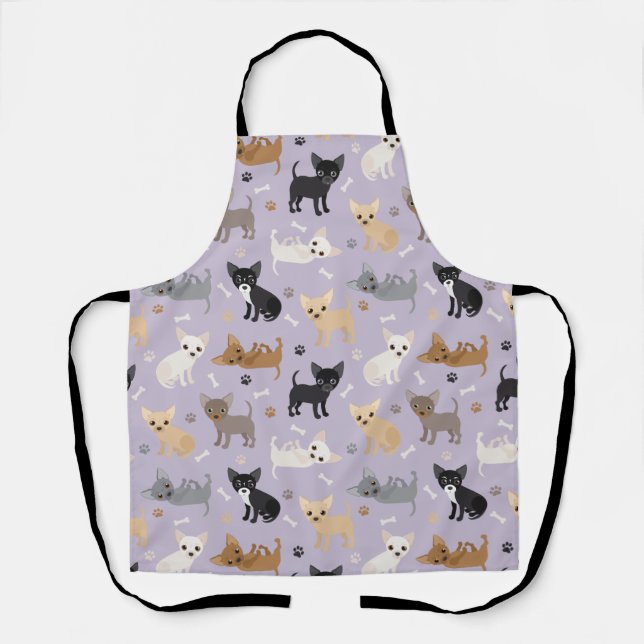 Tablier Chihuahua Os et pattes violet (Recto)