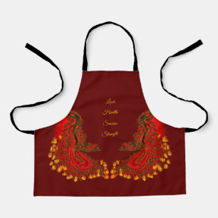 Tablier Chine Dragon rouge et or design