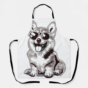 Tablier Chiots Corgi personnalisés avec lunettes de soleil