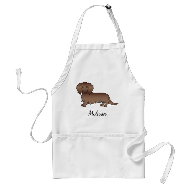 Tablier Chocolat cheveux longs Dachshund Dessin Chien et n (Devant)