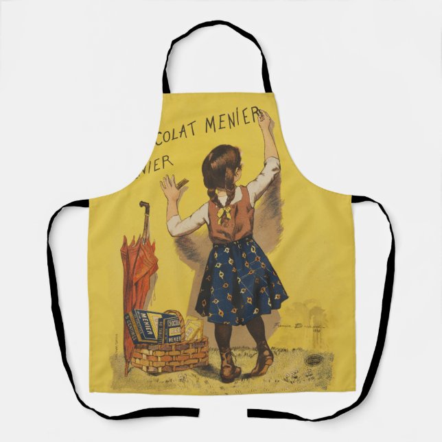 Tablier Chocolat Menier Petite fille Mur écriture (Recto)