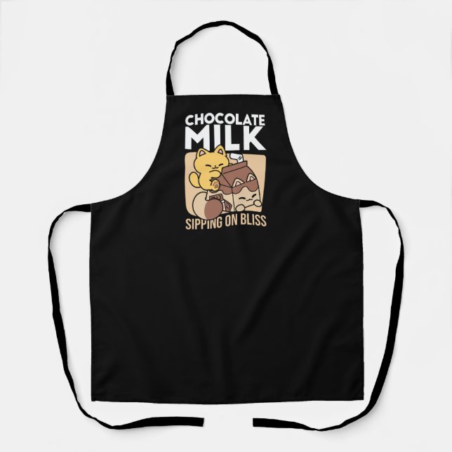 Tablier Chocolate Milk Sipping on Bliss – Kawaii Cat Food  (Recto)
