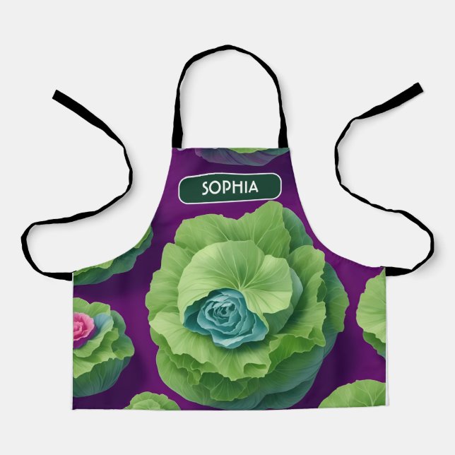 Tablier Chou Floral coloré Motif personnalisé (Recto)