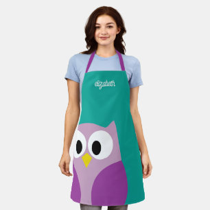 Tablier Chouette de dessin mignonne aux grands yeux - Nom