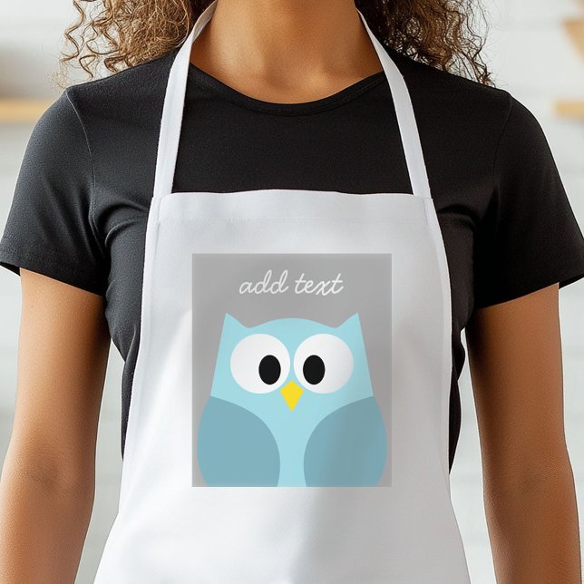 Tablier Chouette de dessin mignonne - Nom personnalisé ble (Personalized Kitchen Apron)