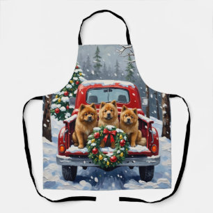 Tablier Chow Chow Noël Camion Rouge Fêtes