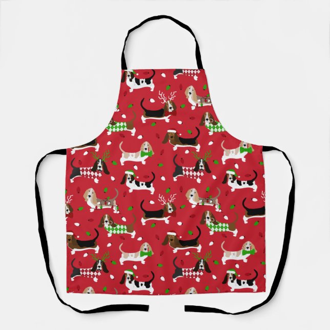 Tablier Christmas Basset Hound (Recto)
