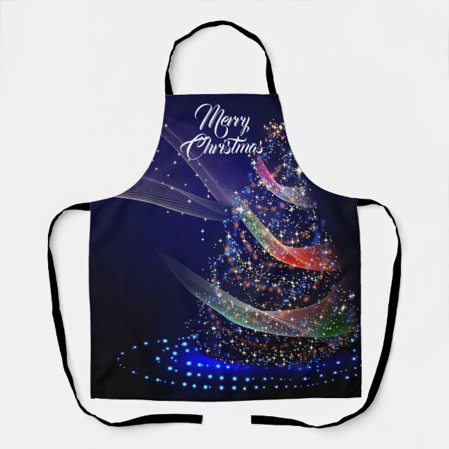 Tablier Christmas Celebration Colorful Tree Navy Blue (Recto)
