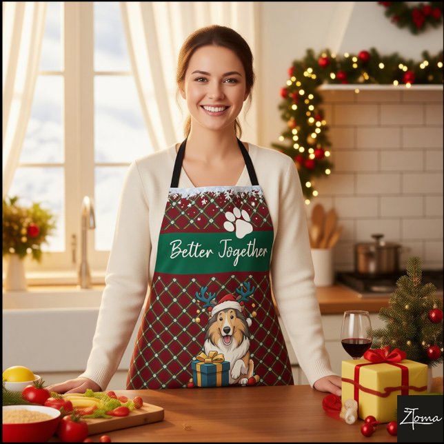 Tablier Christmas Collie Dog Reindeer Gift Graphic (Créateur téléchargé)