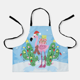 Tablier Christmas Flamingo with Cactus