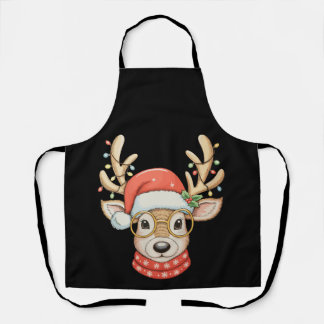 Tablier Christmas Reindeer Xmas Lights Glasses Santa Hat