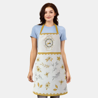 Tablier Christmastime Deer Yellow Cream Floral