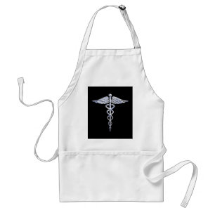 Tablier Chrome Comme Caduceus Symbole Médicale Décor noir
