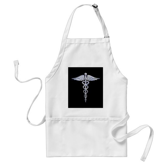 Tablier Chrome Comme Caduceus Symbole Médicale Décor noir (Devant)