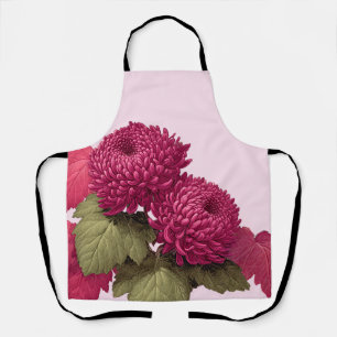 Tablier Chrysanthème Floral Magenta Vintage