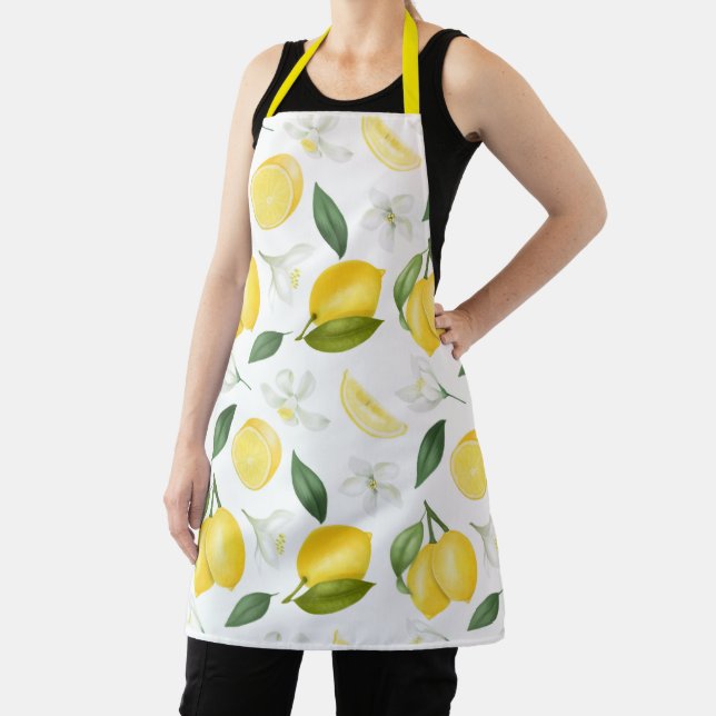 Tablier Citrons et fleurit fruits fleuris jaune motif  (Insitu)