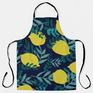 Tablier Citrons et motifs feuille