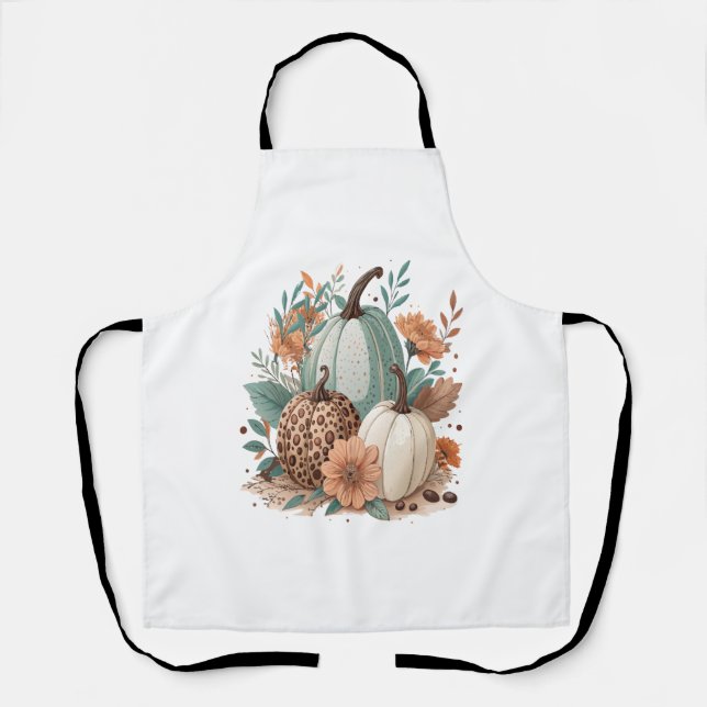 Tablier Citrouille Boho Floral (Recto)