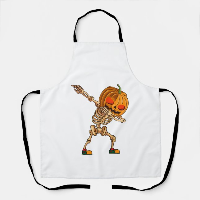 Tablier Citrouille Dabbing - Costume de squelette effrayan (Recto)