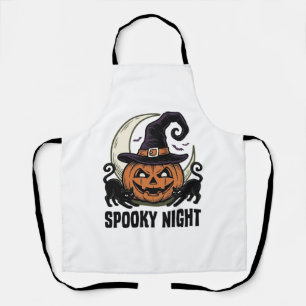 Tablier Citrouille de Halloween Chat Sorcière Chapeau Vint
