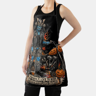 Tablier Citrouille de motard démon bleu Halloween Oni