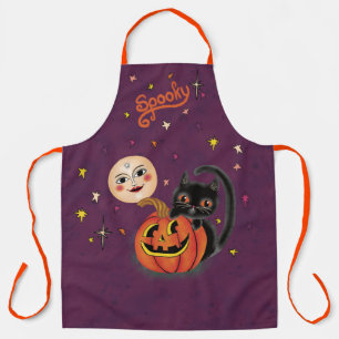Tablier Citrouille éffrayant Kitten Moon - Violet foncé