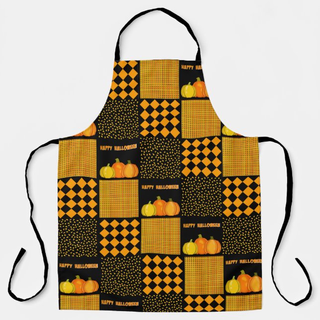 Tablier Citrouille Halloween Patchwork Motif (Recto)
