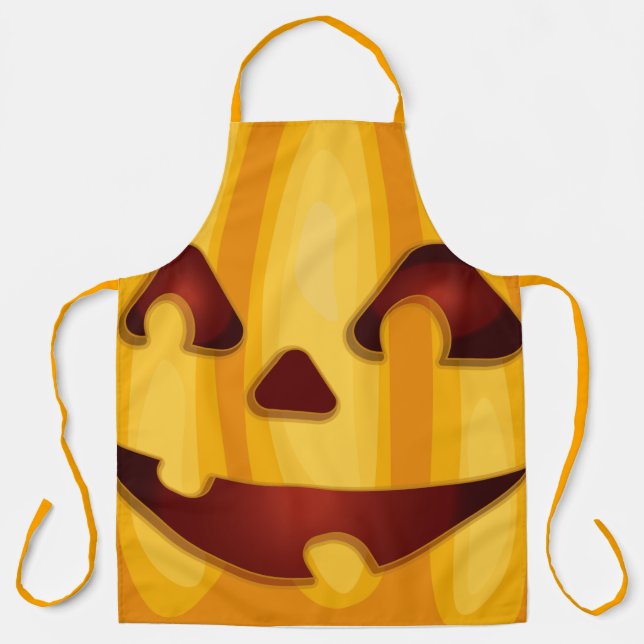 Tablier Citrouille sculpté souriant design Halloween (Recto)