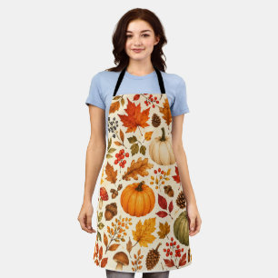 Tablier Citrouilles aquarelles d'automne, feuilles d'autom