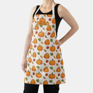 Tablier Citrouilles et motif de feuilles d'automne colorée
