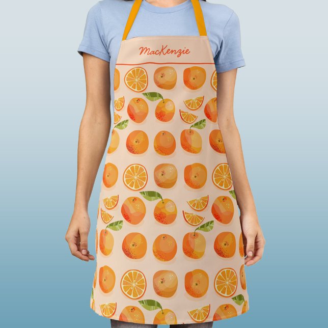 Tablier Citrus Orange Motif Nom personnalisé (Citrus orange fruit personalized apron)
