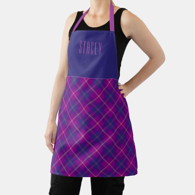 Tablier Clan Chef Mode Tartan Violet Nom du plan (Insitu)