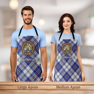 Tablier Clan MacPherson Crest sur la robe bleue Tartan Apr