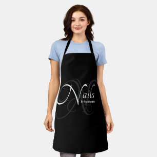 Tablier Classic Elegant Noir & Blanc Monogramme Artiste à 