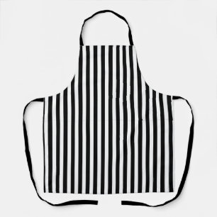 Tablier Classic Moderne en noir et blanc en bandes vertica